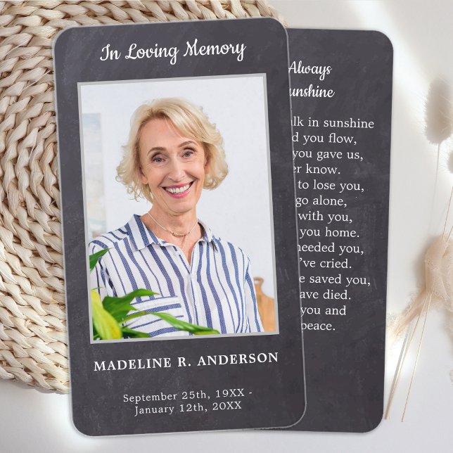 Carte de prière commémorative funéraire Tableau de (Créateur téléchargé)