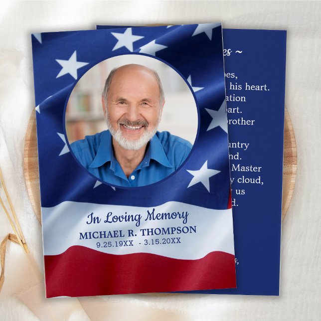 Carte de prière commémorative militaire Étoiles et (Créateur téléchargé)