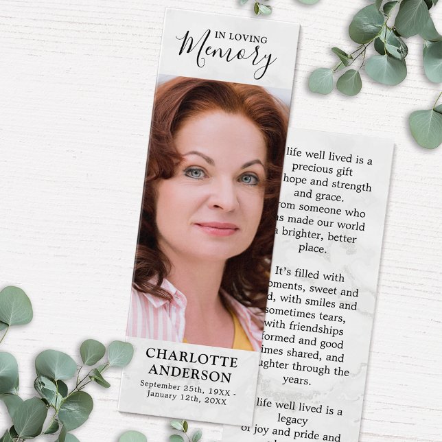 Carte de prière commémorative moderne Signet funér (Créateur téléchargé)