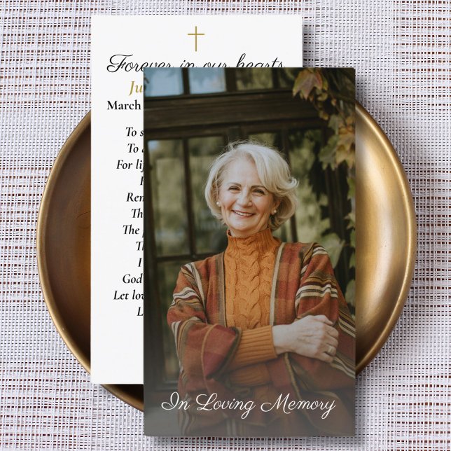 Carte de prière commémorative simple photo (Créateur téléchargé)