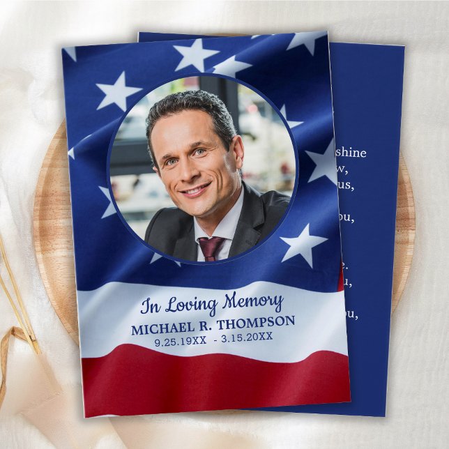 Carte de prière commémorative vétéran Photo Drapea (Créateur téléchargé)