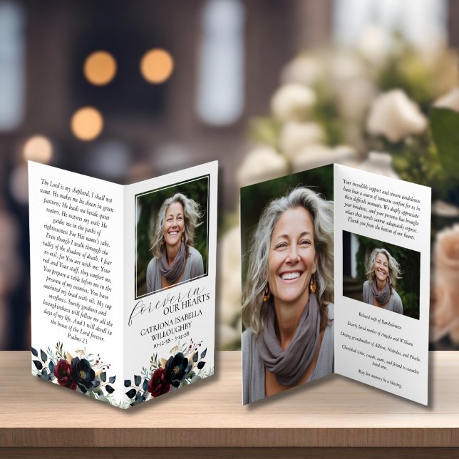 Carte de prière de la marine de Bourgogne Floral F (Créateur téléchargé)