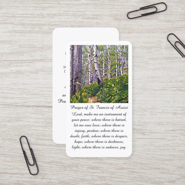 Carte de prière de la Saint François d'Assise (Devant/Arrière en situation)