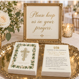 Carte de prière de mariage catholique avec des ros