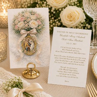 Carte de prière de mariage catholique Fiançailles
