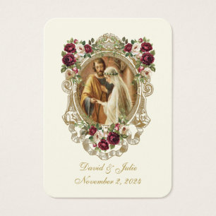 Carte de prière de mariage catholique florale élég