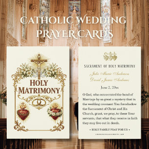 Carte de prière de mariage catholique Sacred Heart