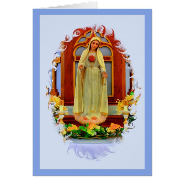 Carte de prière de Memorare - image de Fatima (Devant)