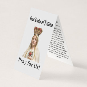 Carte de prière de Notre-Dame de Fatima