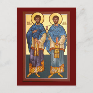 Carte de prière des saints Cosmas et Damian Icon