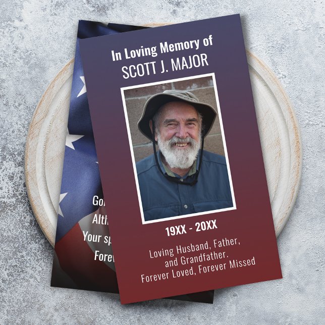 Carte de prière drapeau photo Ombre Blue Red Card (Flag Prayer Card Photo Ombre Blue Red Card)