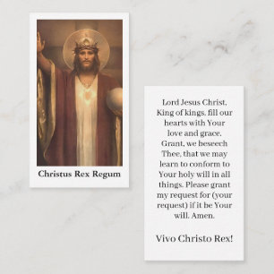 Carte de prière du Christ Roi