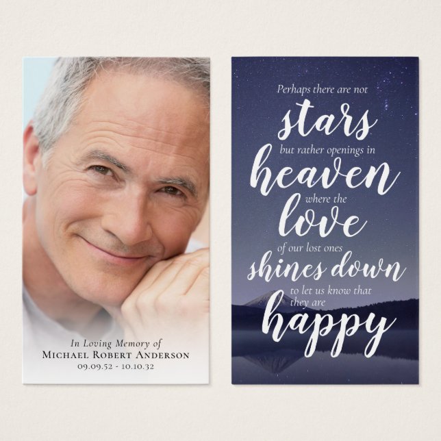 Carte de prière du devis commémoratif (Devant & derrière)