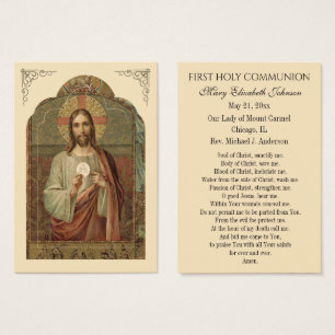 Carte de prière du souvenir pour la première saint