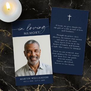 Carte de prière élégante avec croix pour condoléan