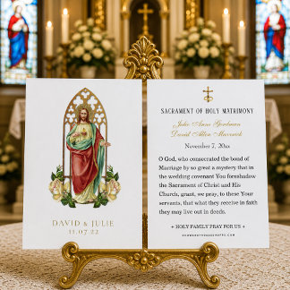 Carte de prière élégante pour mariage catholique J