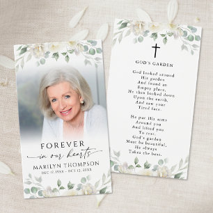 Carte de prière et de condoléances avec photo flor
