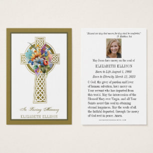 Carte de prière Floral Gold Celtic Cross