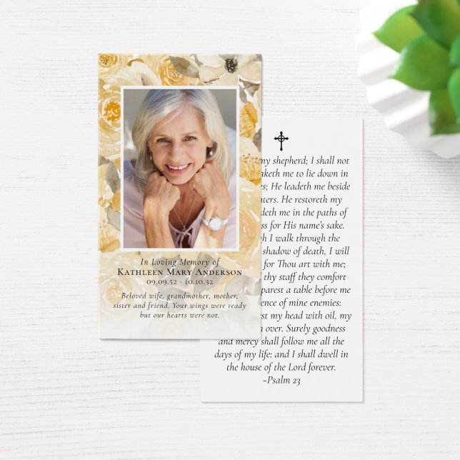 Carte de prière Floral Photo Memorial (Bureau)