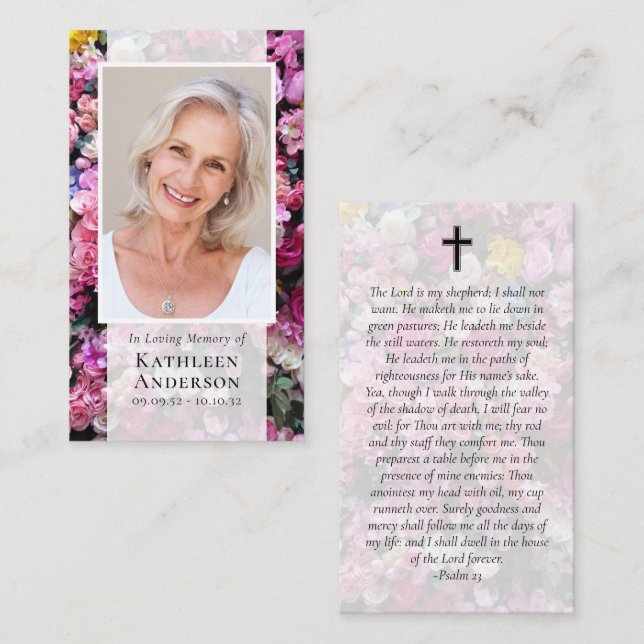 Carte de prière Floral Photo Moderne (Devant / Derrière)