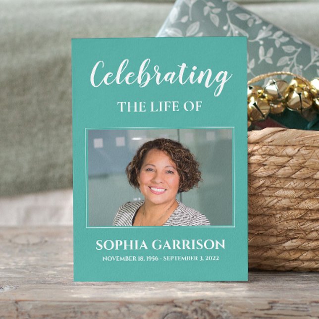 Carte de prière funéraire Aqua Blue Memorial avec  (Créateur téléchargé)