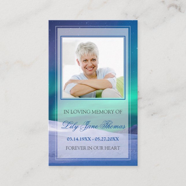 Carte de prière funéraire Aurora, carte de prière  (Devant)