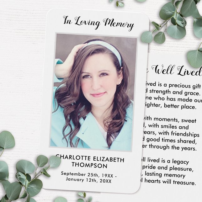 Carte de prière funéraire commémorative de photo m (Créateur téléchargé)