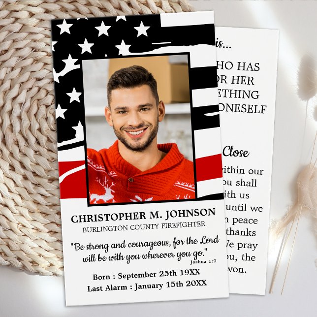 Carte de prière funéraire commémorative des pompie (Créateur téléchargé)