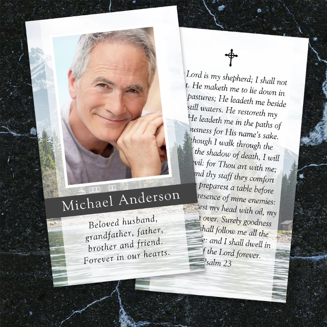 Carte de prière funéraire commémorative Lake Mount (Créateur téléchargé)
