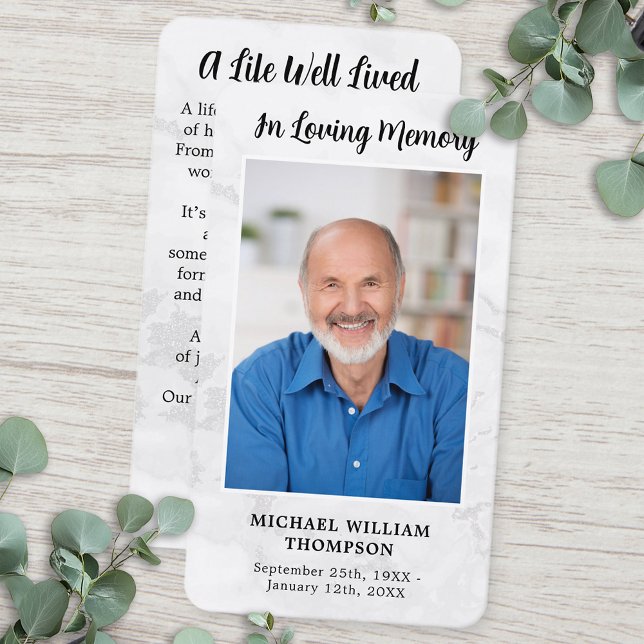 Carte de prière funéraire commémorative Photo Marb (Créateur téléchargé)