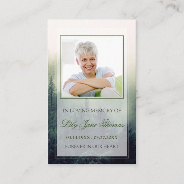 Carte de prière funéraire de forêt, carte de prièr (Devant)