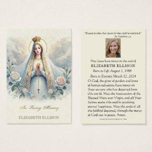 Carte de prière funéraire de la Vierge catholique 