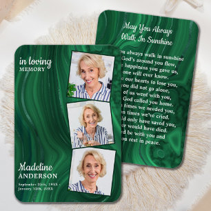 Carte de prière funéraire Emerald Green 3 Photo Me