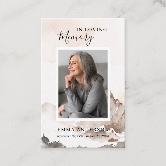 Carte de prière funéraire en mémoire d'amour (Devant)