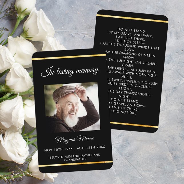 Carte de prière funéraire en or noir (Créateur téléchargé)