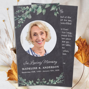 Carte de prière funéraire Eucalyptus