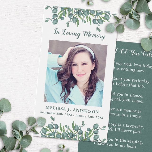 Carte de prière funéraire Eucalyptus (Créateur téléchargé)