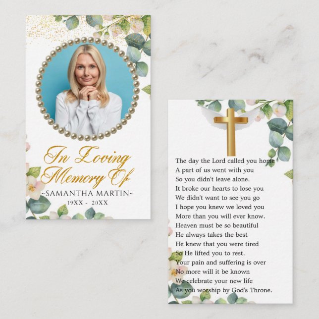 Carte de prière funéraire Eucalyptus Bloom (Devant / Derrière)