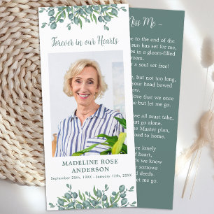 Carte de prière funéraire Eucalyptus Memorial Poem