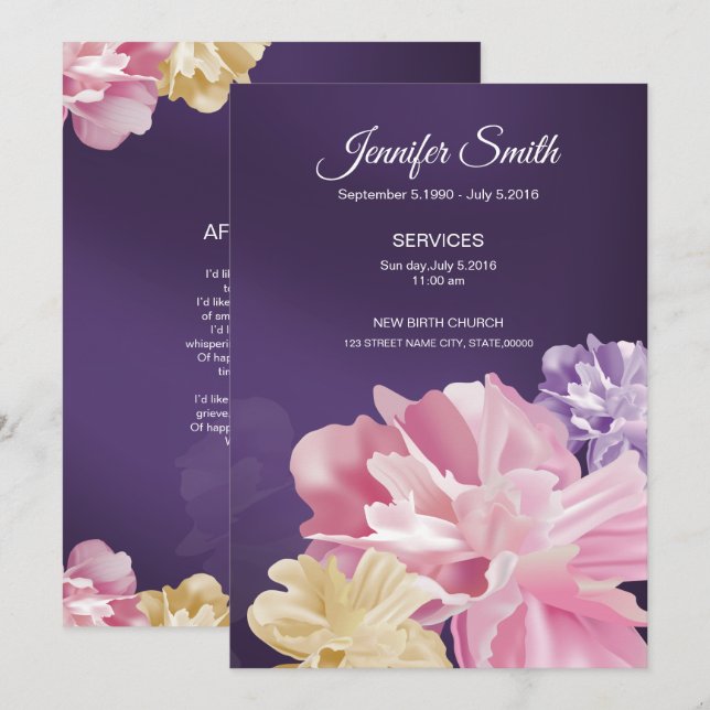 Carte de prière funéraire Floal (Devant / Derrière)