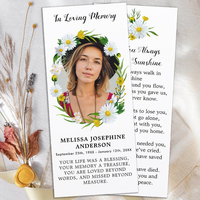 Carte de prière funéraire florale (Créateur téléchargé)