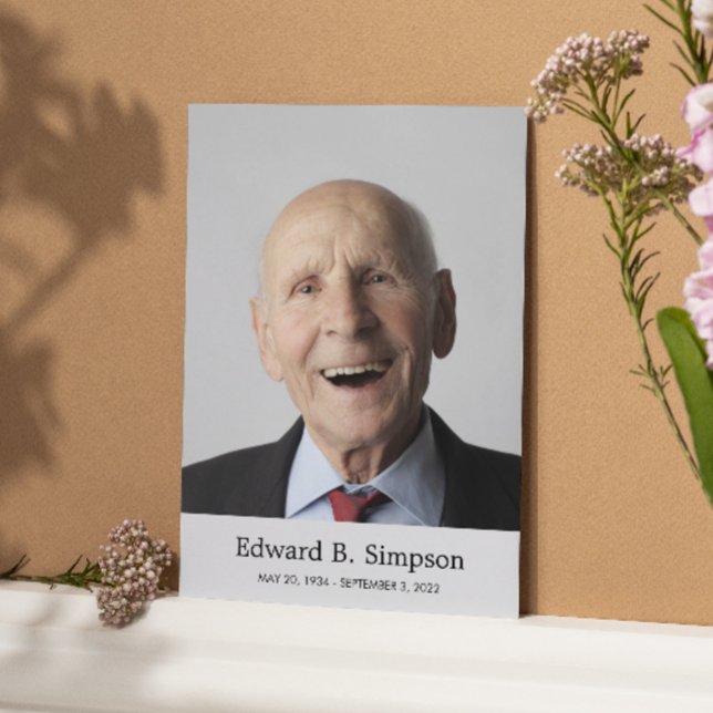 Carte De Prière Funéraire Gris Classique Avec Phot (Créateur téléchargé)