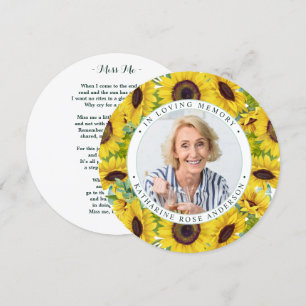 Carte de prière funéraire Mémorial Fleur de soleil