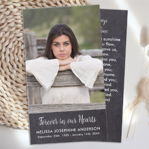 Carte de prière funéraire Memorial Rustic Photo