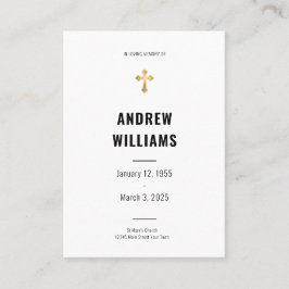 Carte de prière funéraire noir et blanc