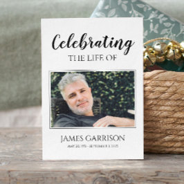 Carte de prière funéraire noire blanche élégante a