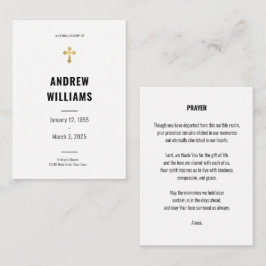 Carte de prière funéraire simple noir et blanc
