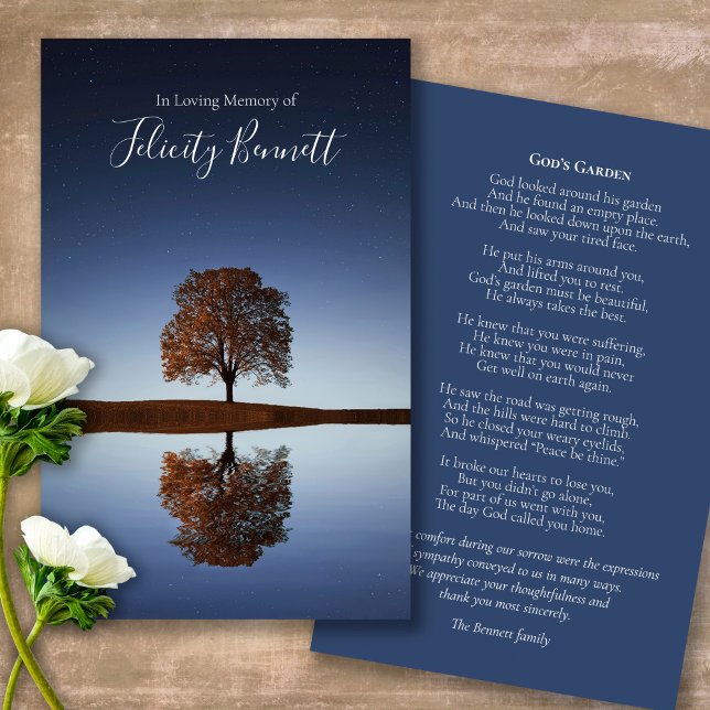 Carte de prière funéraire Sympathy Memorial Reflet (catholic, religious, celebration of life, in loving memory of, prayer cards for bereavement)
