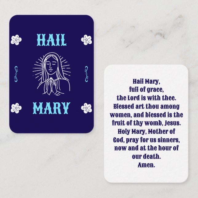 Carte de prière Hail Mary - Langue traditionnelle (Devant / Derrière)