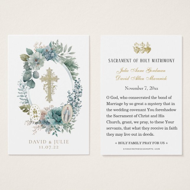 Carte de prière Mariage catholique Florin Vierge M (Devant & derrière)